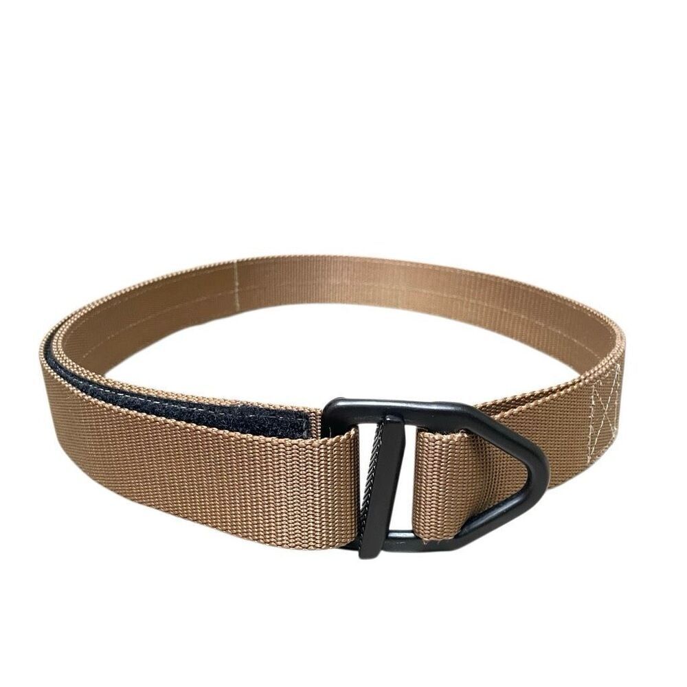 Bison Tactical Utility Belt Metal D Ring Double Layer Nylon Tan fits 32-36 x 1.5